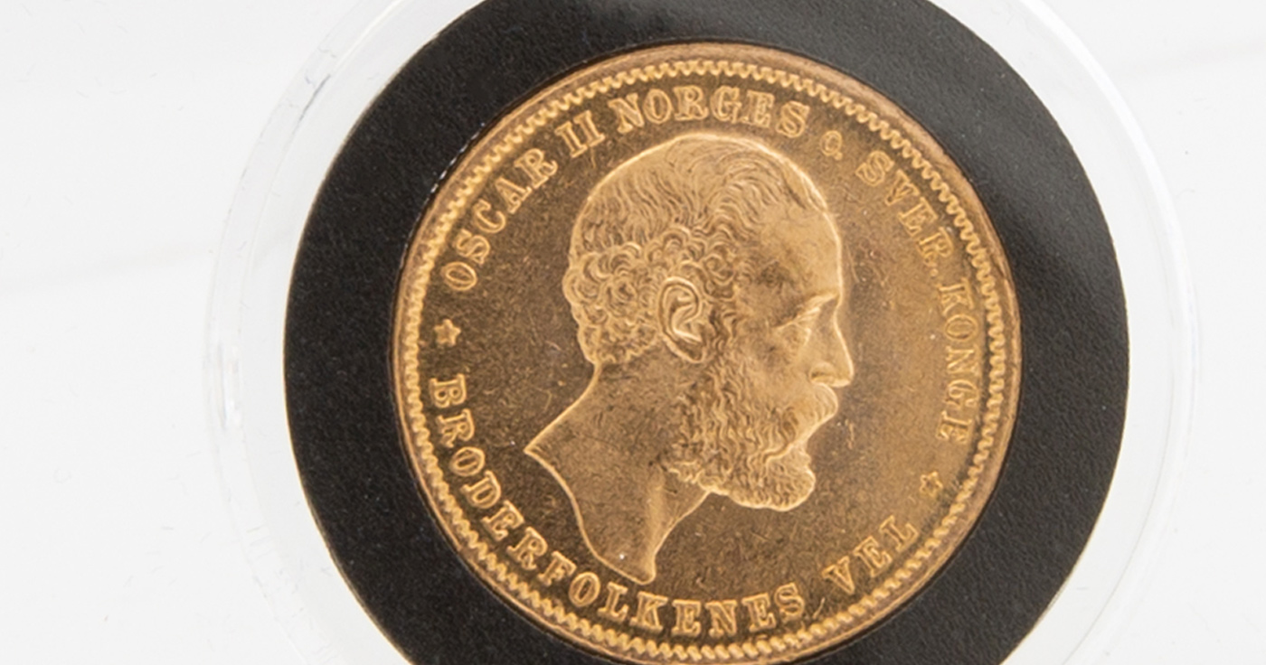 En samling guldmynt – Oscar II med flera